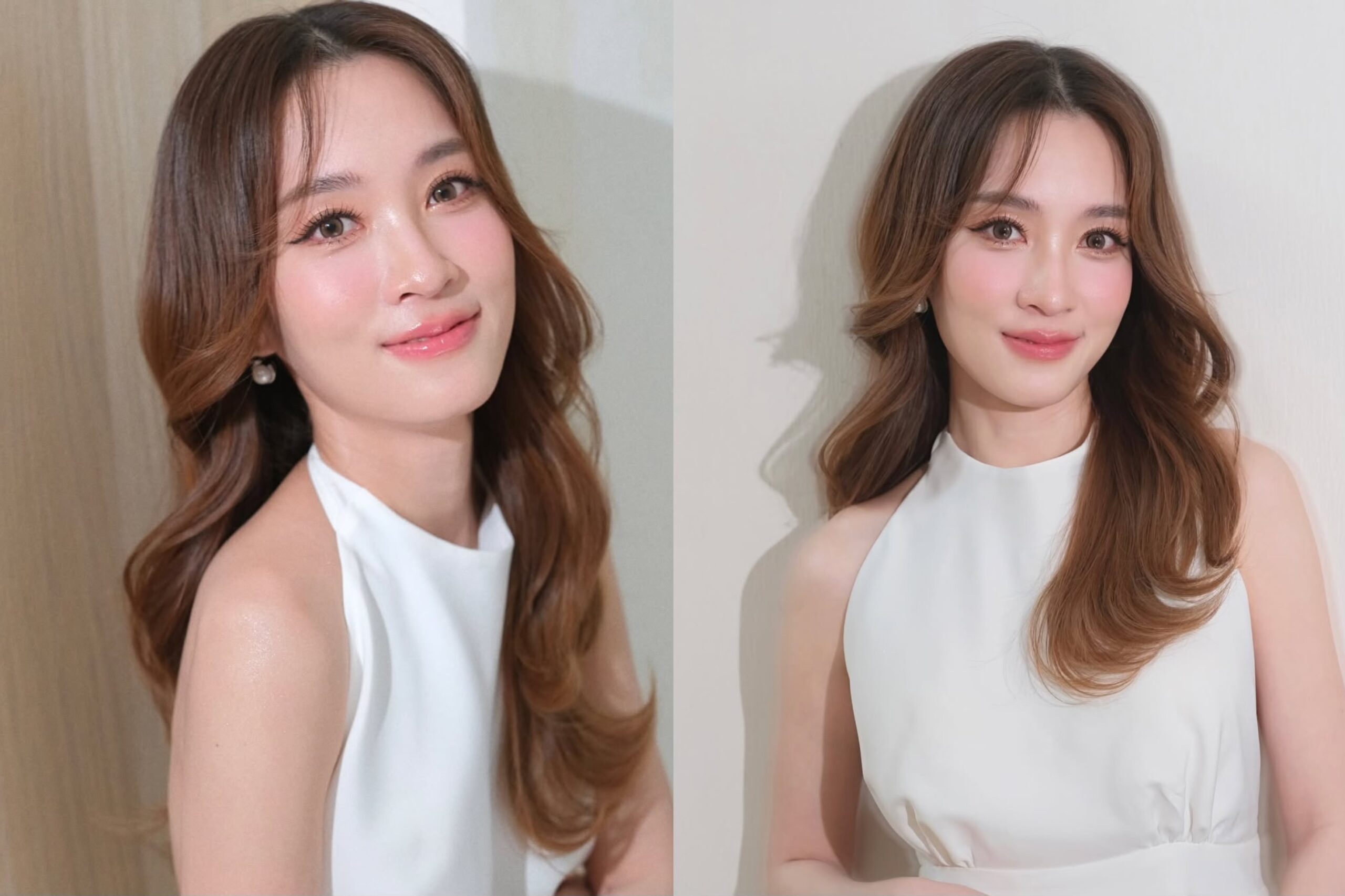 ทรงผมเจ้าสาวหน้ากลมแบบดัดลอนประบ่า