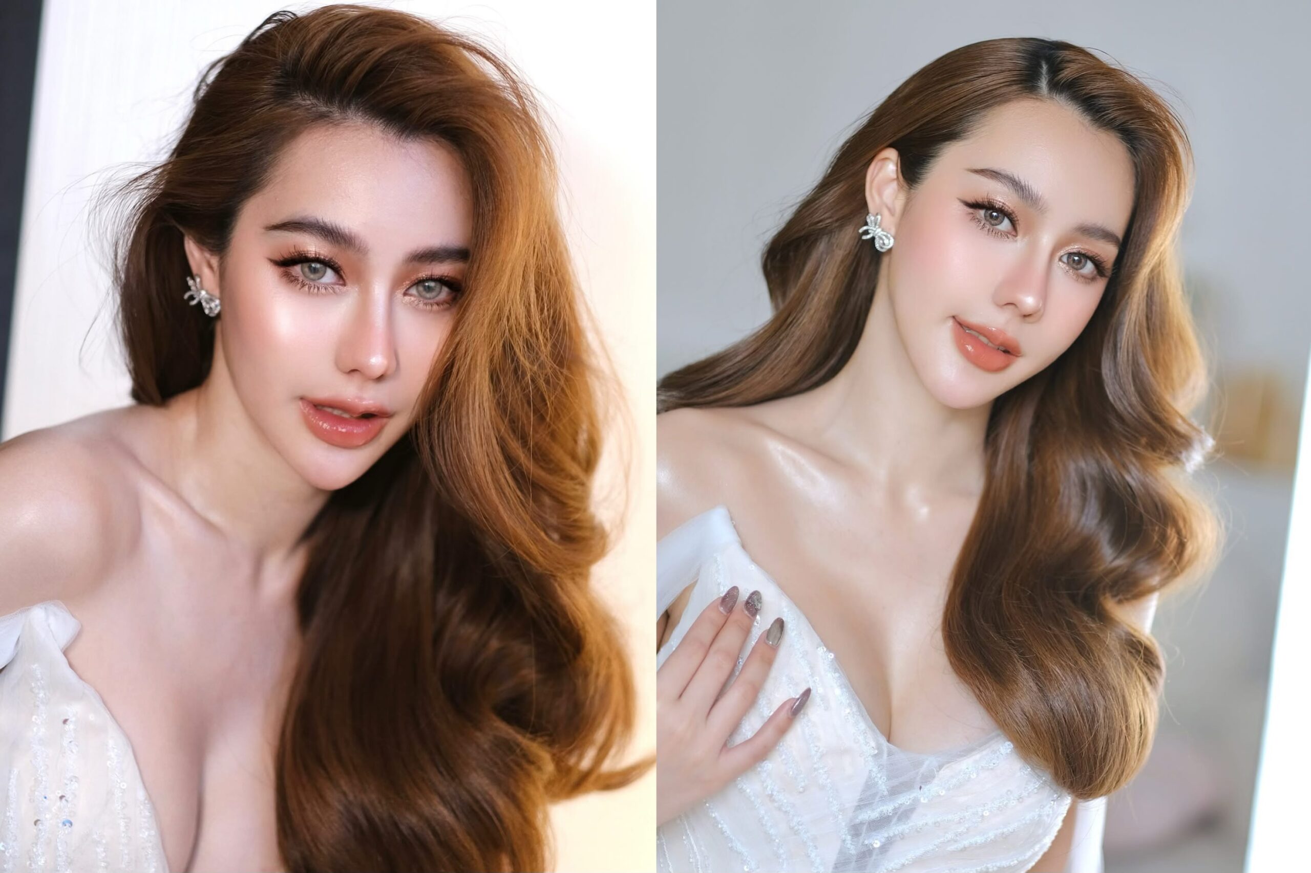 ทรงผมเจ้าสาวหน้ากลมแบบยกโคนผม