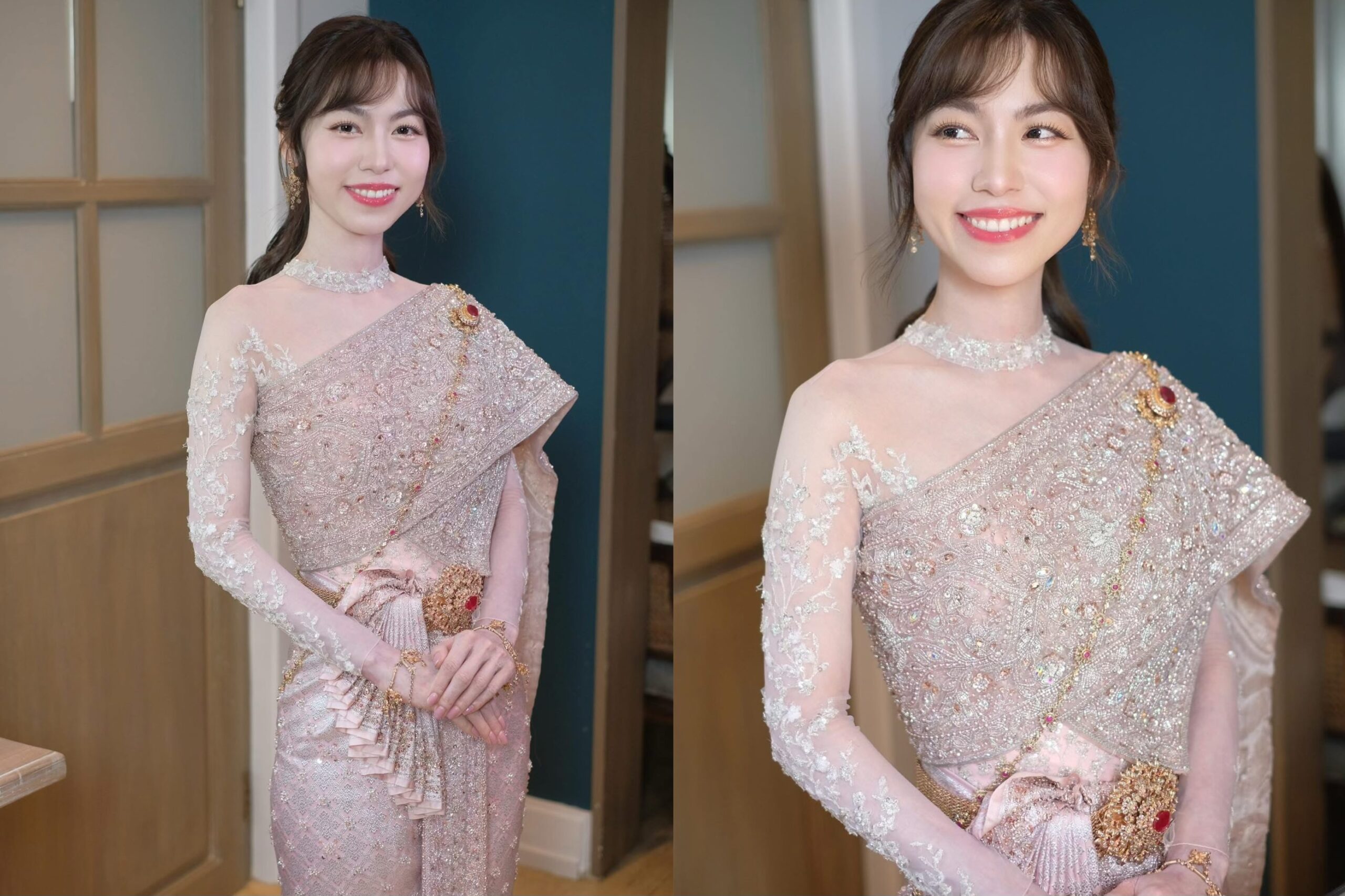 ทรงผมเจ้าสาวหน้ากลมในชุดไทย