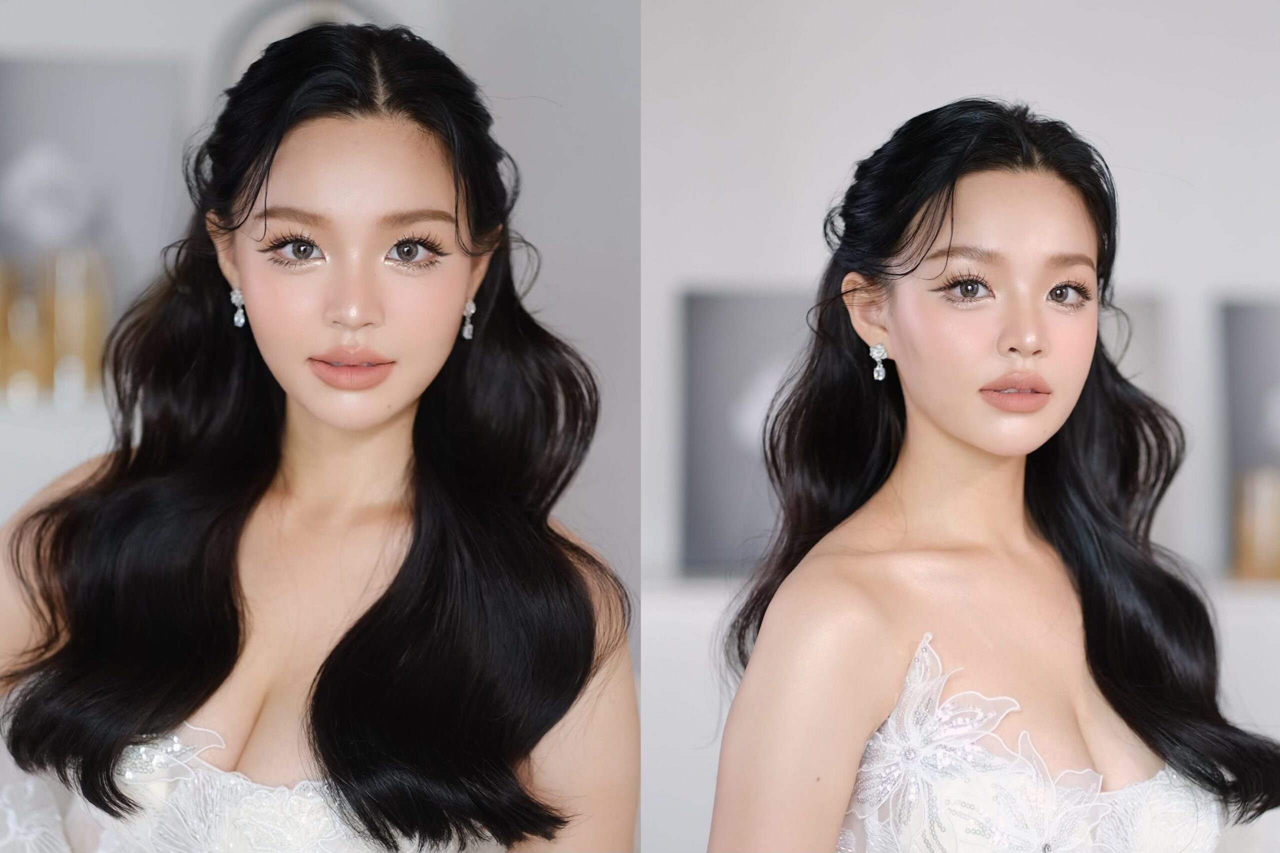 ทรงผมเจ้าสาวมัดครึ่งหัวมีวอลุ่ม