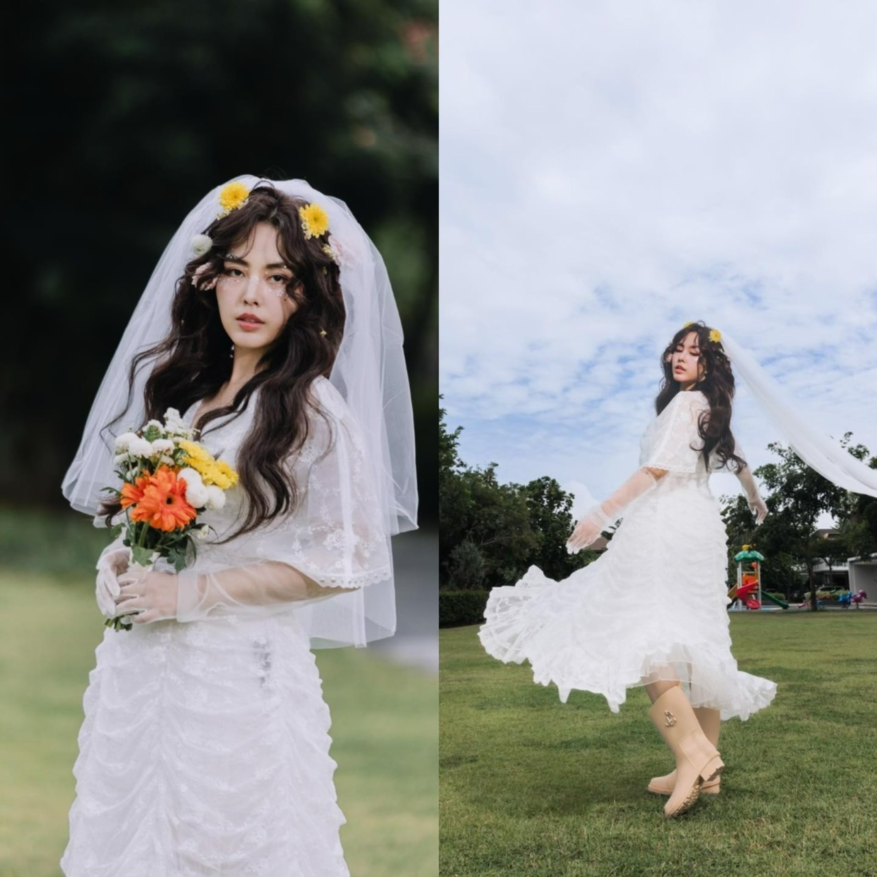 ชุดงานแต่งในสวนแนววินเทจ