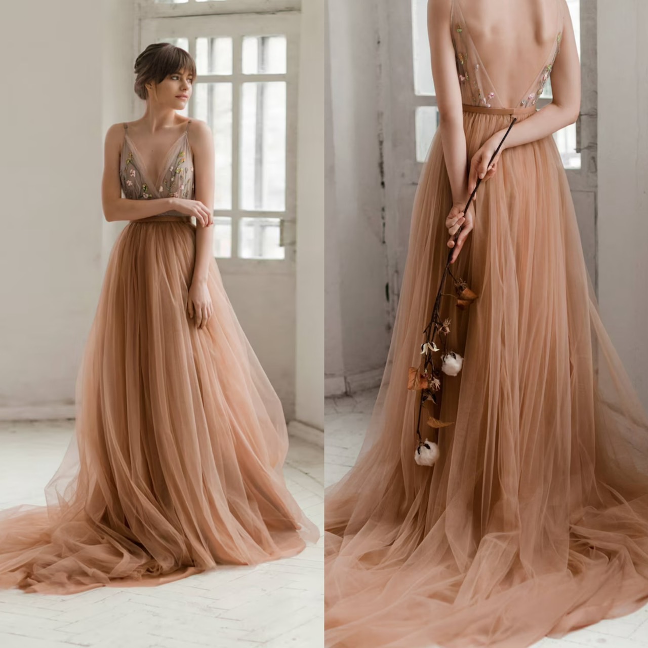 ไอเดียจัดงานแต่งในสวนด้วยชุดแต่งงานโทนสีน้ำตาล