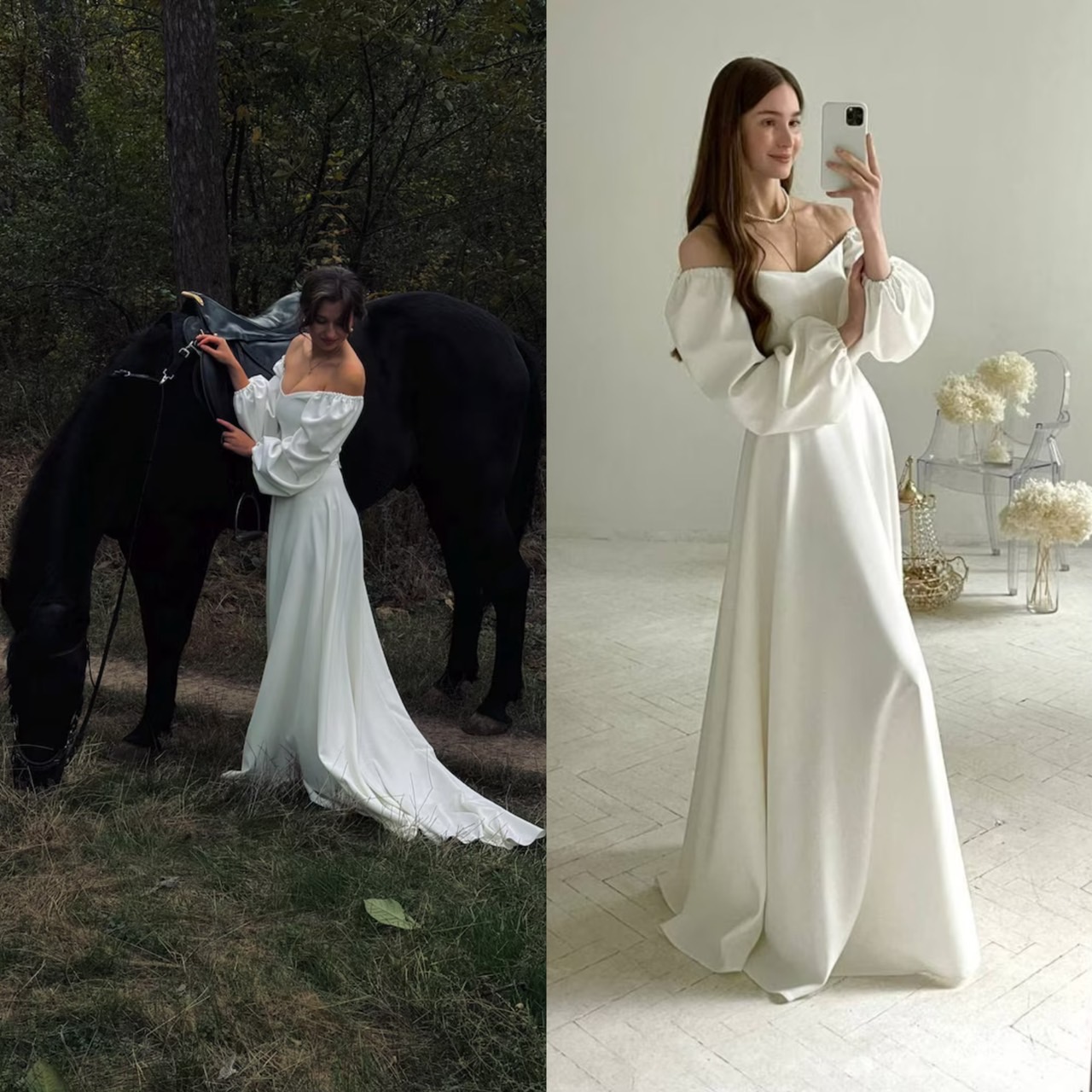 ชุดเจ้าสาวในสวนแบบแขนยาวที่ช่วยอำพรางแขน