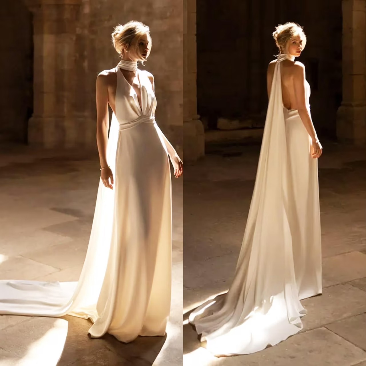 ชุดงานแต่งในสวนในลุคเรียบง่ายแต่มีความเซ็กซี่