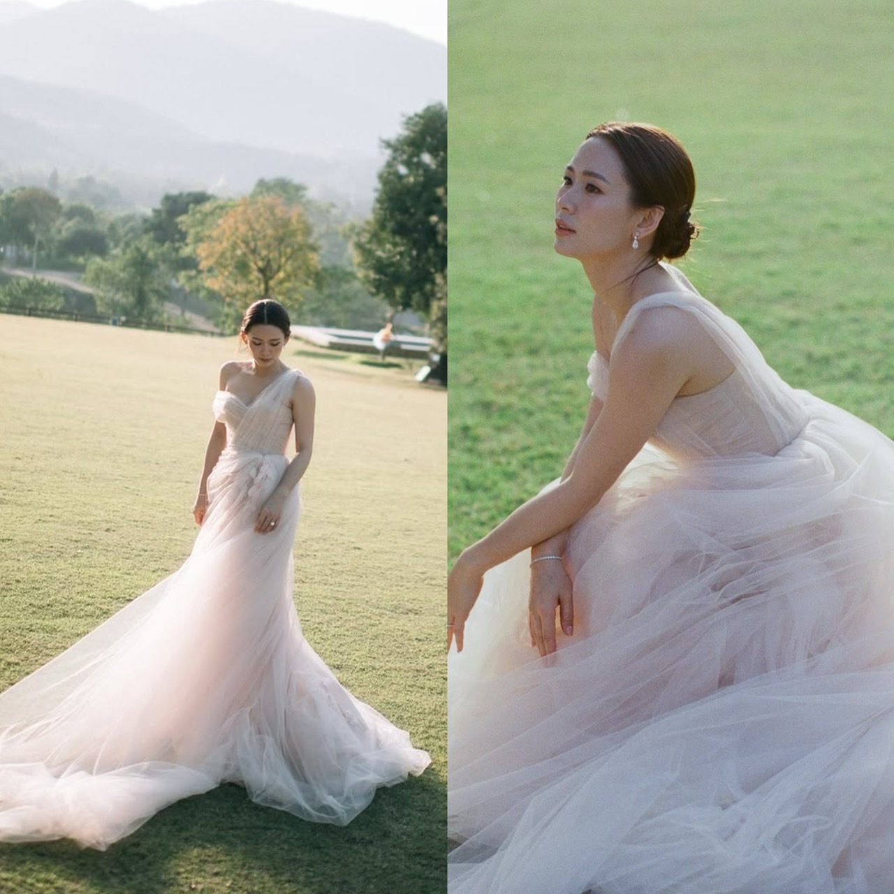 ชุดแต่งงานในสวนสไตล์เรียบหรูและโรแมนติก