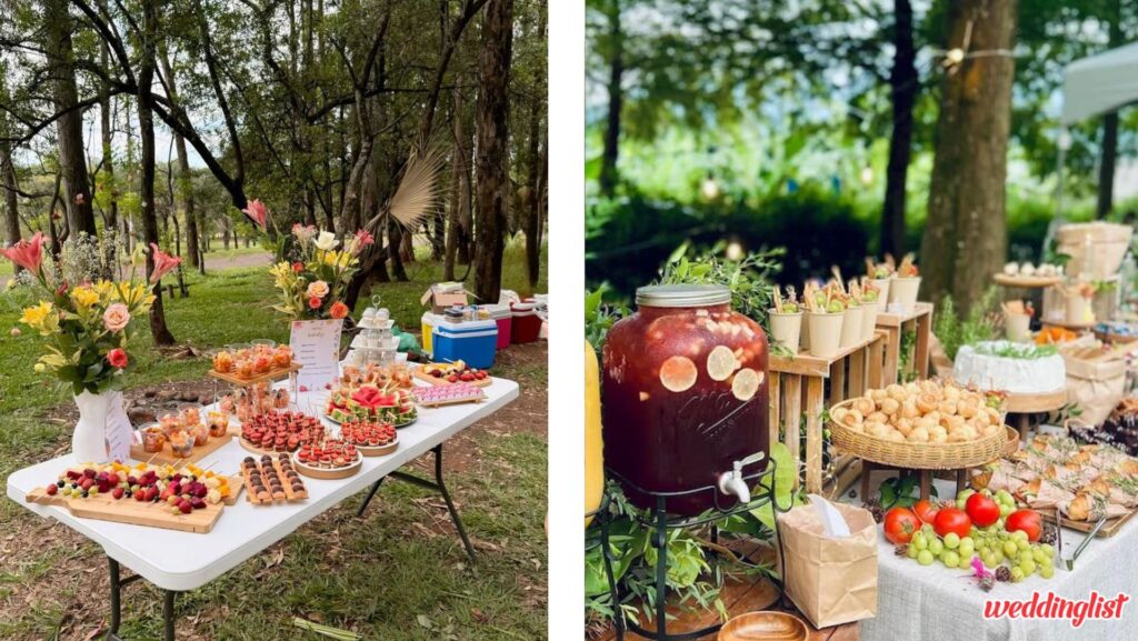 วางแผนอาหารและเครื่องดื่มสำหรับงานแต่งสวนหลังบ้าน
