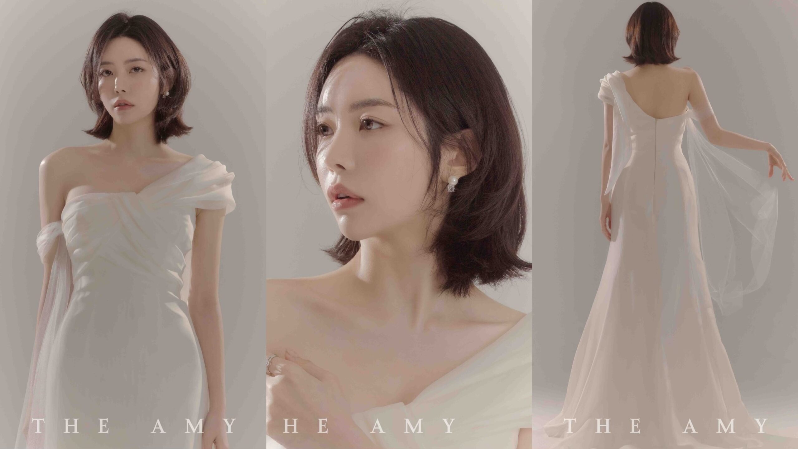 ทรงผมเจ้าสาวผมสั้นเกาหลีแบบประบ่าดัดลอนปลาย