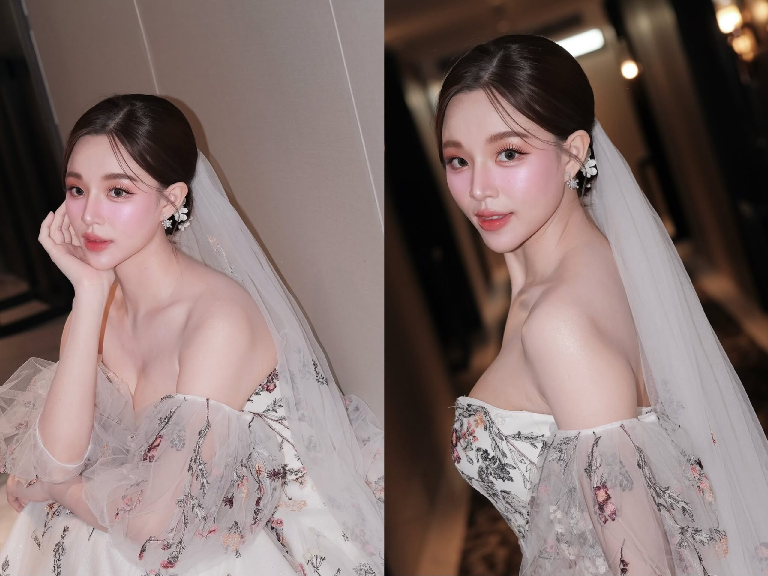 ทรงผมเจ้าสาวสไตล์เกาหลีแบบติดเวลเจ้าสาว