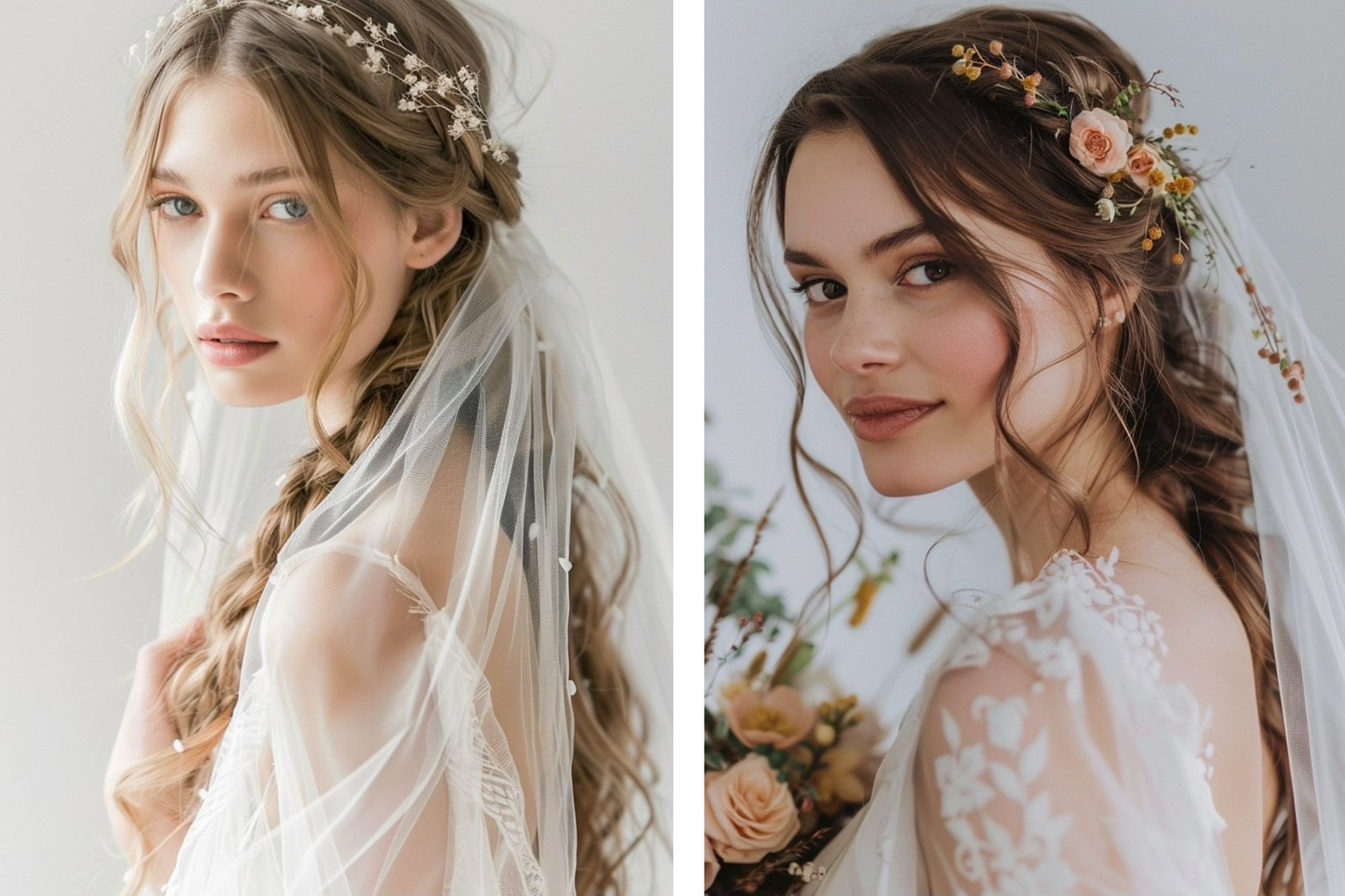 ผ้าคลุมผมเจ้าสาวกับทรงผมสไตล์โบฮีเมียน