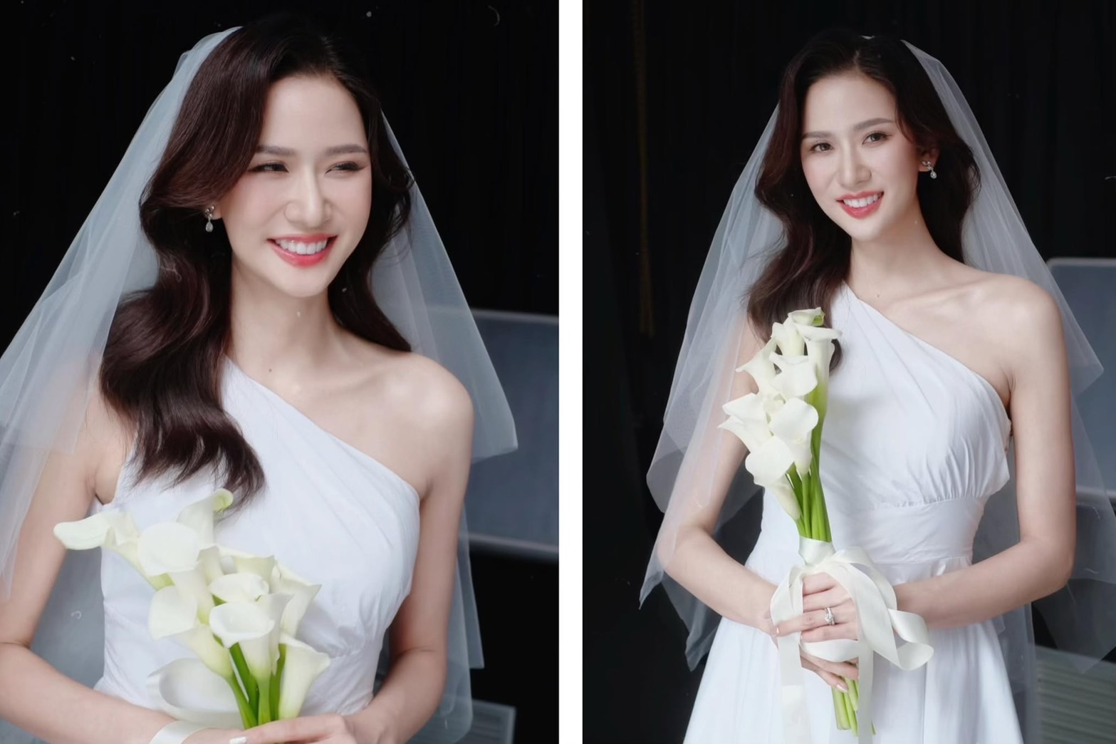 ทรงผมติดเวลเจ้าสาวแบบยาวดัดลอนธรรมชาติ