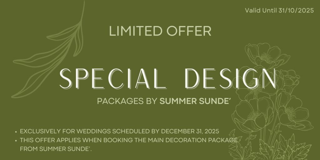 Make your wedding truly one-of-a-kind — with personalized design included in every Summer Sunde' decoration package