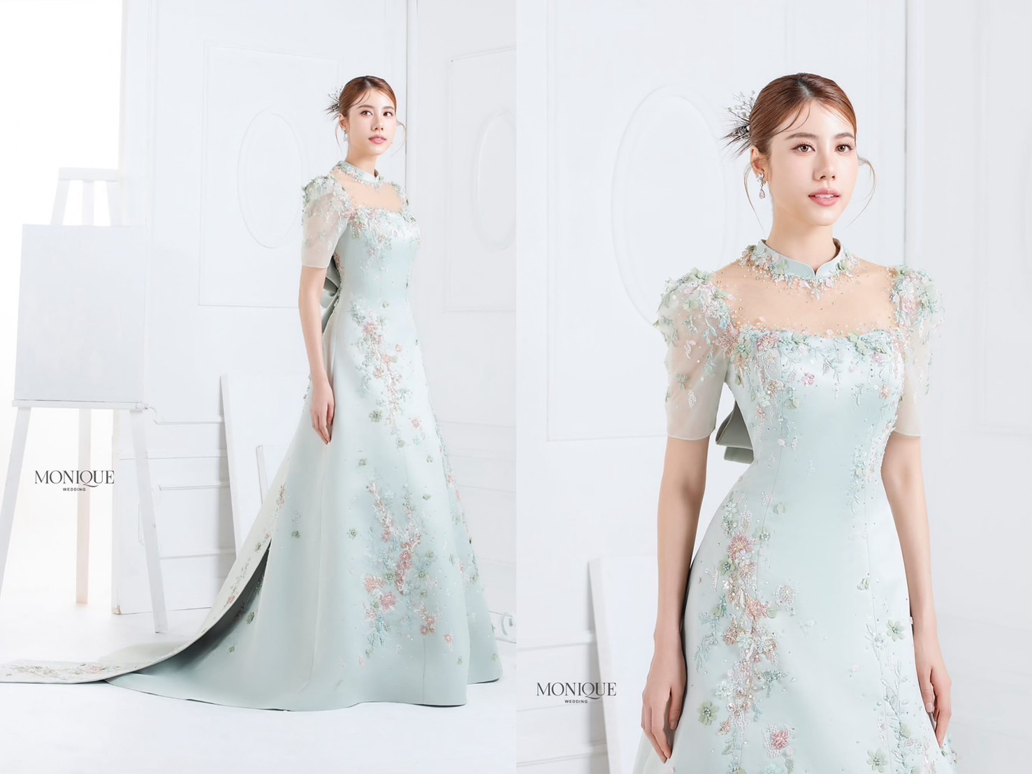 ชุดยกน้ำชาเจ้าสาวโทนสีฟ้ามิ้นต์