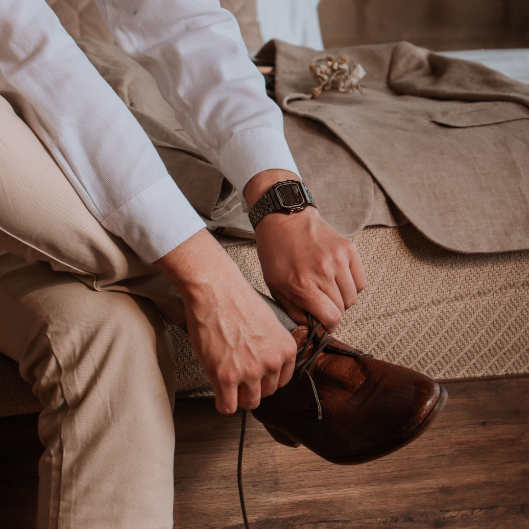 รองเท้าหนังไอเทมชุดเจ้าบ่าวในงานแต่ง