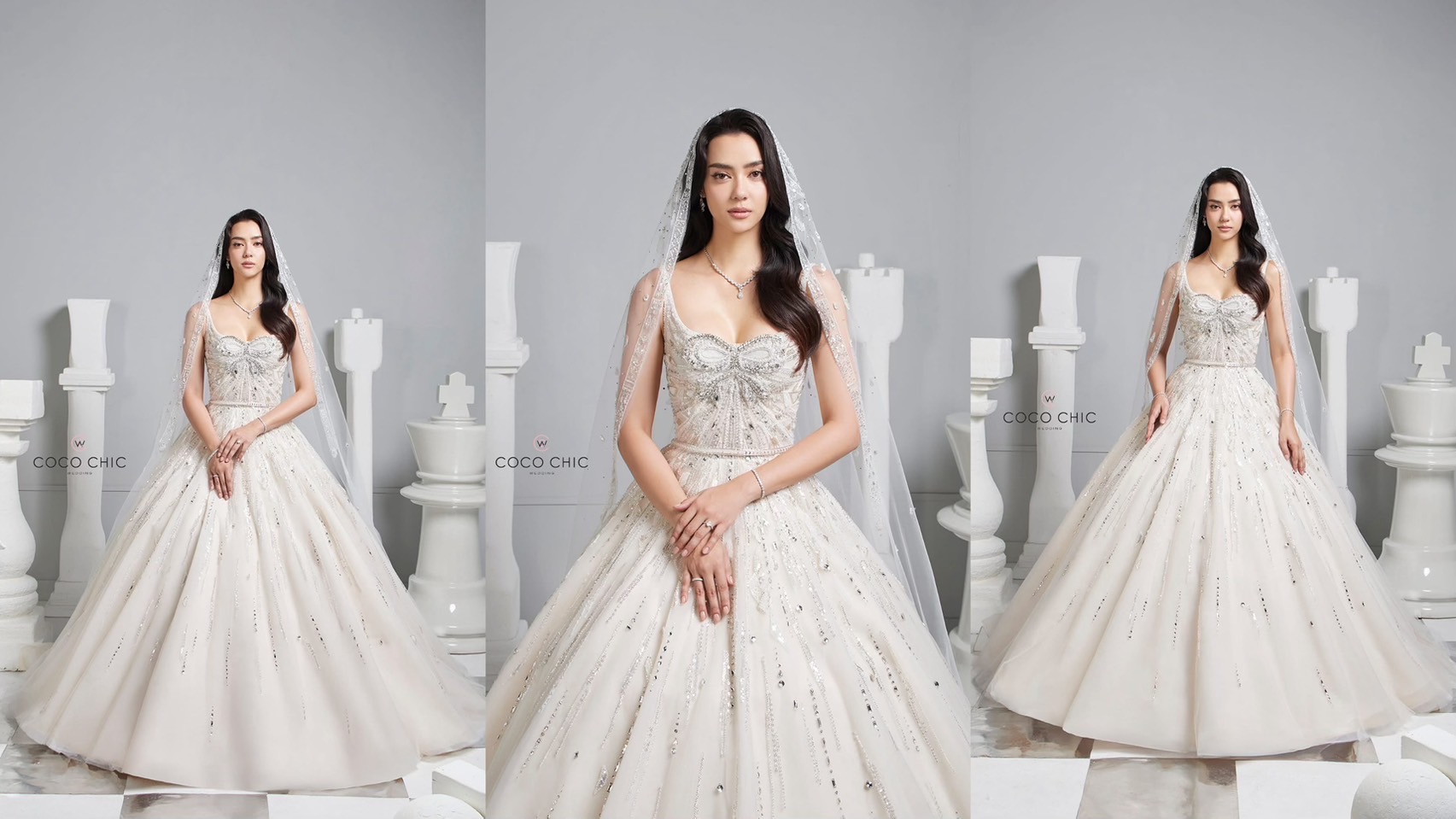 ชุดเจ้าสาวอกเล็กสายเดี่ยวคอ Sweetheart