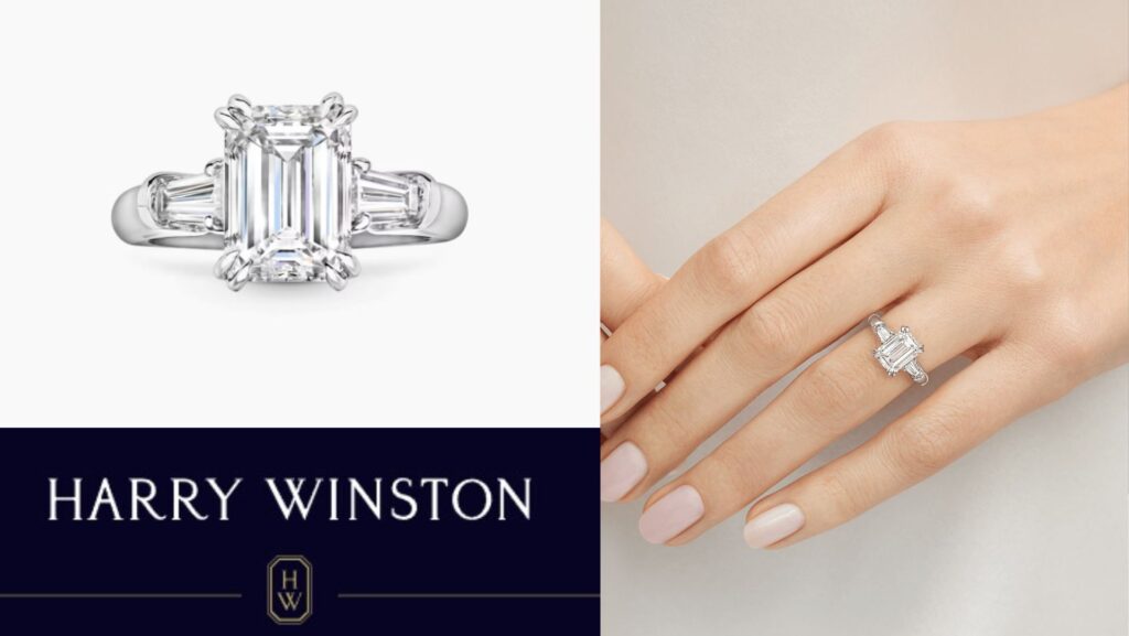  แบบแหวนแต่งงาน ทรงสี่เหลี่ยมผืนผ้า Harry Winston Emerald-Cut Diamond 