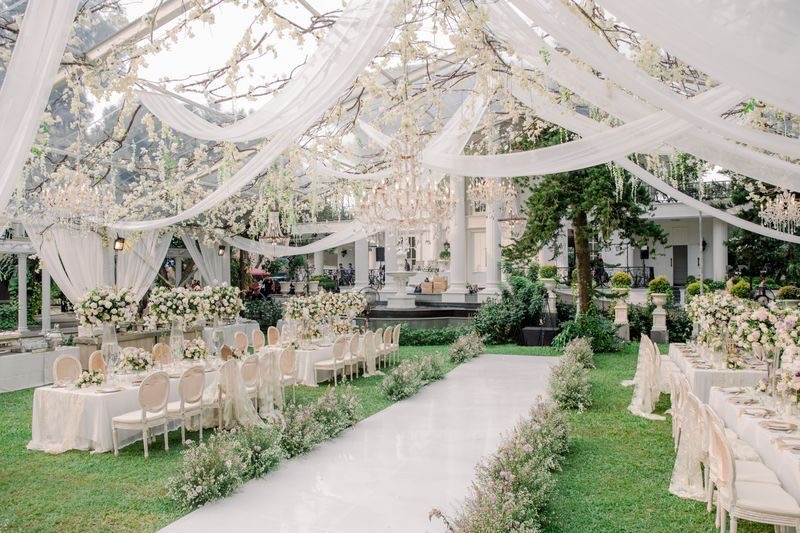 ผ้าประกับงานแต่งกับงานแต่งในสวน