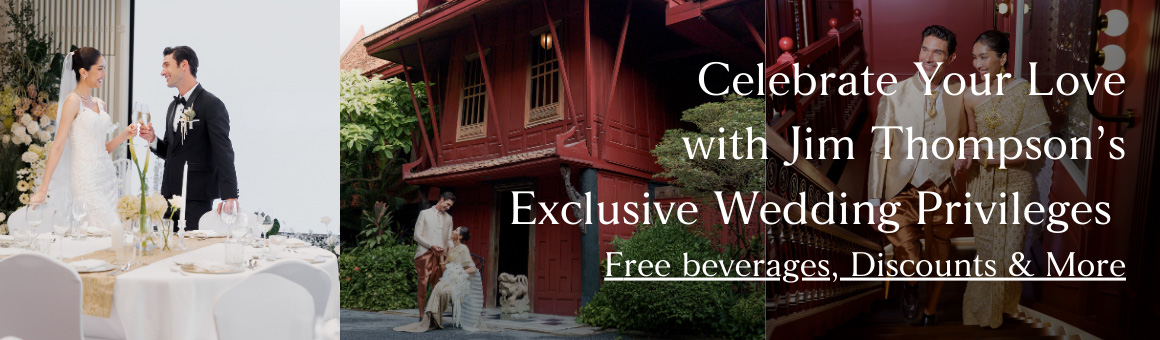 Celebrate Your Love with Jim Thompson's Exclusive Wedding Privileges. Free beverages, Discounts & More