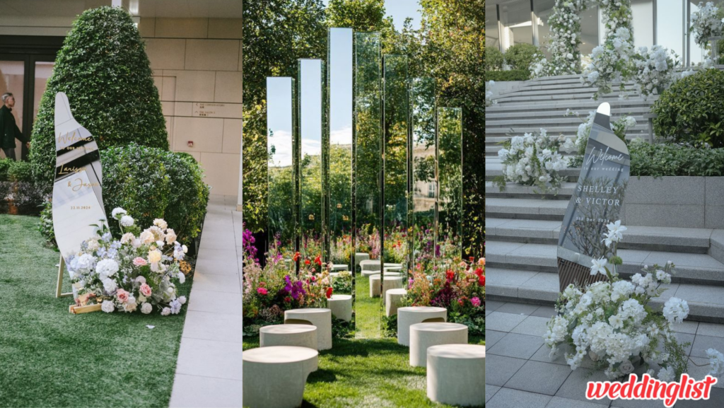  การตกแต่งทางเดินงานแต่งด้วยกระจก
