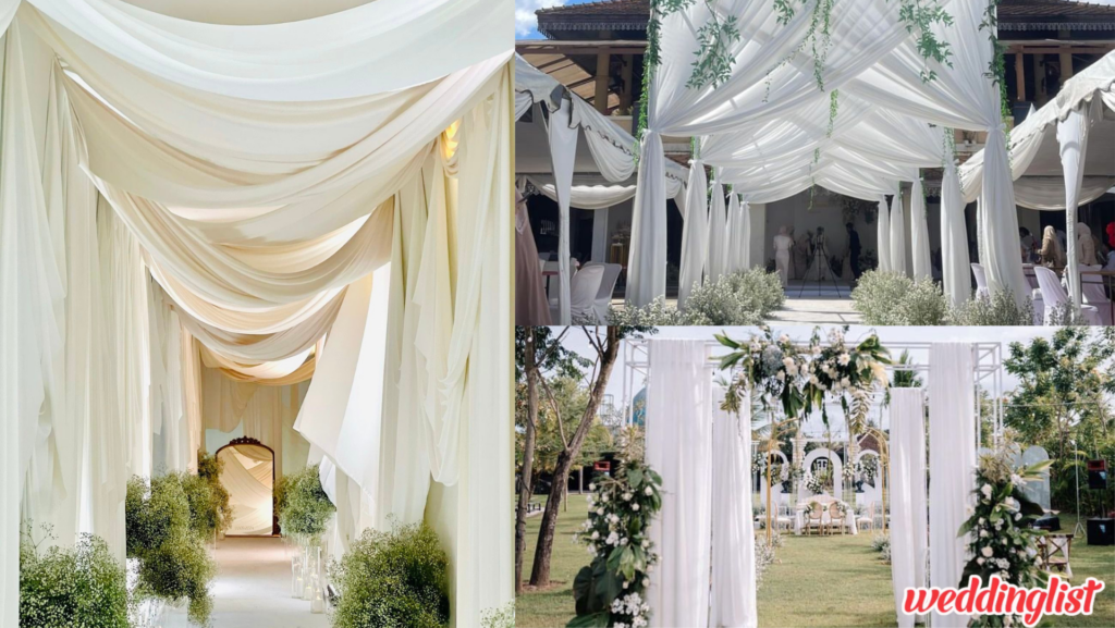  รูปแบบการจัดซุ้มทางเดินงานแต่งด้วยผ้า
