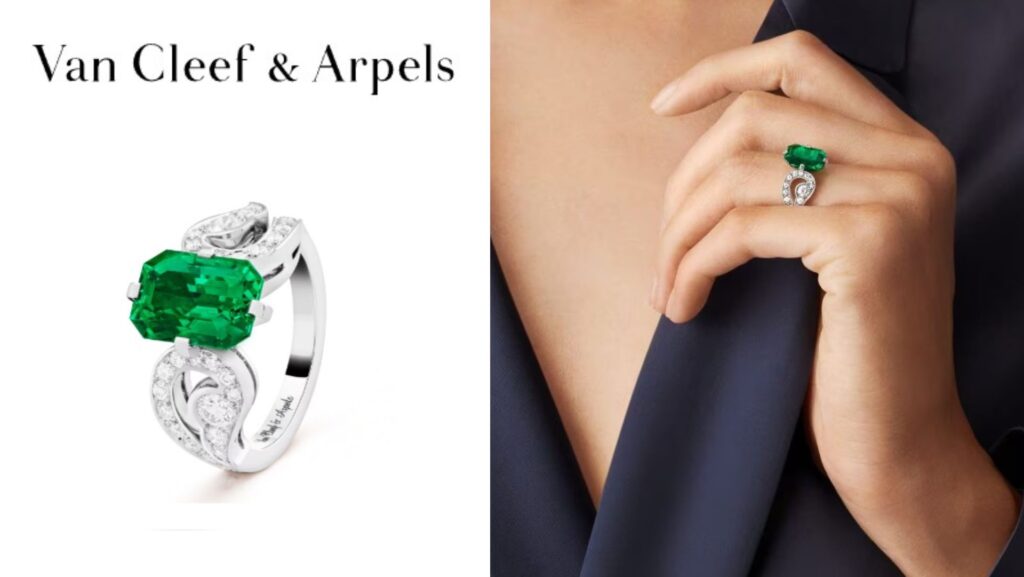 แบบแหวนแต่งงาน มรกต Van cleef & Arpels Aladdin solitaire Emerald