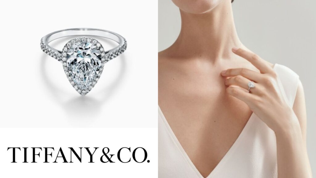 แบบแหวนแต่งงาน เพชรทรงหยดน้ำ Tiffany Soleste® Pear-shaped