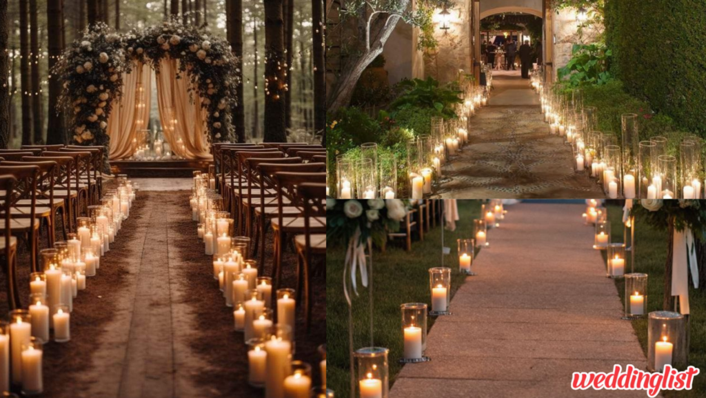 จัดทางเดินเข้างานแต่งให้ออกมาโรแมนติกด้วยเทียน
