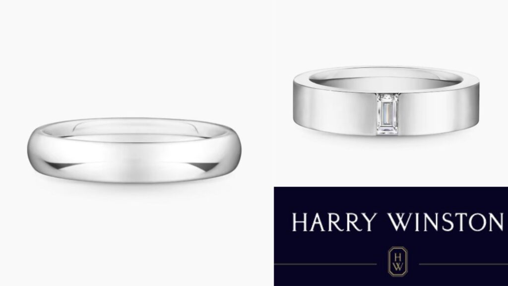 alt: แบบแหวนแต่งงานแพลทินัม Harry Winston รุ่น Platinum Wedding Band