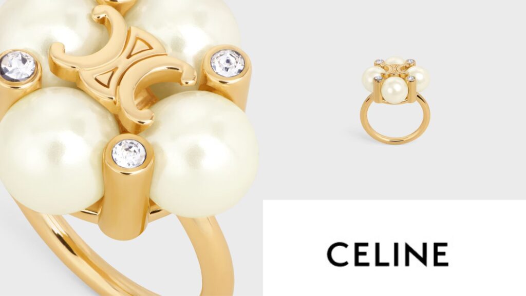 แบบแหวนแต่งงานประดับมุก Les Perles Celine จากแบรนด์ Celine 