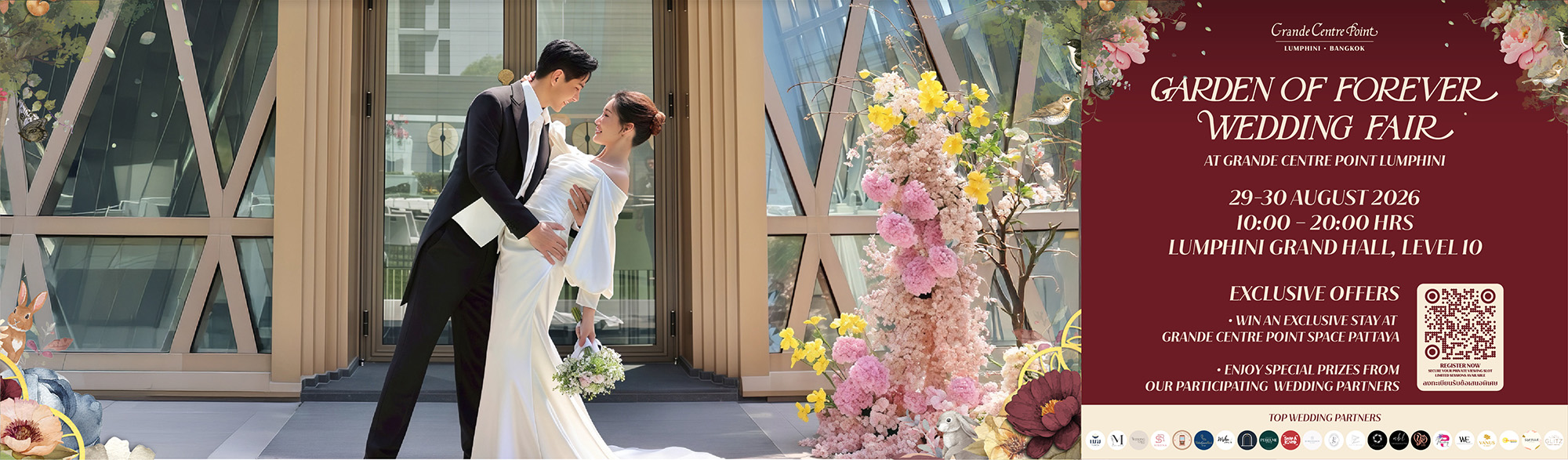 Garden of Forever Wedding Fair at Grande Centre Point Lumphini แพ็กเกจงานฉลองมงคลสมรสภายในงาน เริ่มต้นเพียง 450,000 บาท