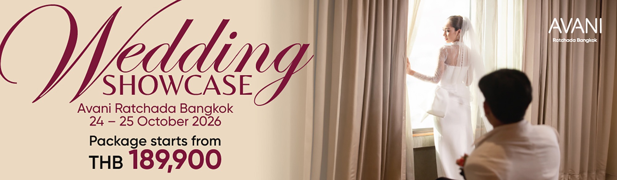 รังสรรค์งานแต่งในฝัน กับพื้นที่ตอบโจทย์ทุกความต้องการของคุณ ในงาน Wedding Showcase ณ โรงแรมอวานี รัชดา กรุงเทพฯ รับแพ็กเกจเริ่มต้นเพียง 189,900 บาท